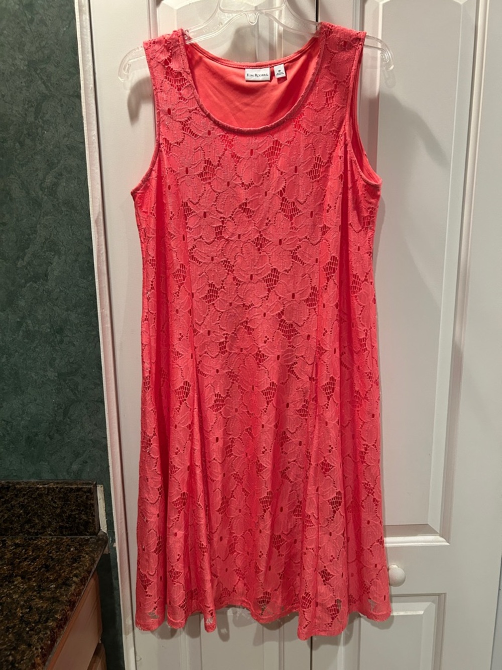 Coral Lace Sleeveless A-Line Dress